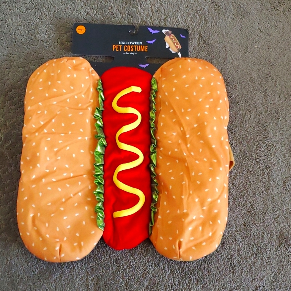 Dog Pet Halloween Costume HOT DOG on a Bun Size Large 18"-21" Parade Summer NWT